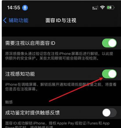 呼图壁苹果14维修网点分享iPhone14注视感知功能有什么用 